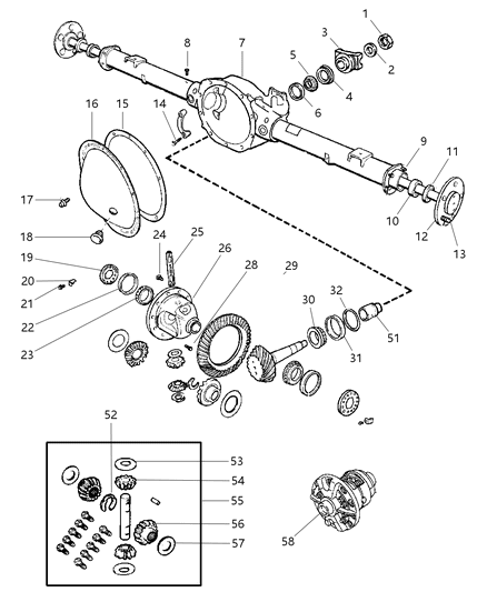 1998 Dodge Ram 2500 Axle, Rear, With Differential Parts Diagram 1