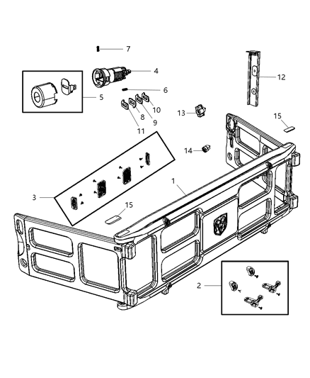 2009 Dodge Ram 1500 Cover-Box Side End Rail Diagram for 68044934AA