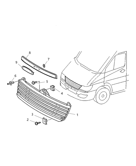 2002 Dodge Sprinter 2500 Grille & Related Parts Diagram
