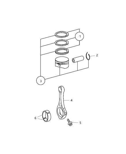 2009 Jeep Grand Cherokee Pistons , Piston Rings , Connecting Rods & Connecting Rod Bearing Diagram 1