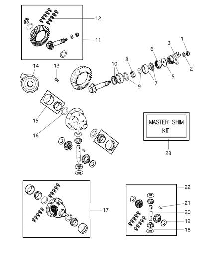 2001 Jeep Grand Cherokee SHIM-Drive PINION Bearing Diagram for 5017154AA