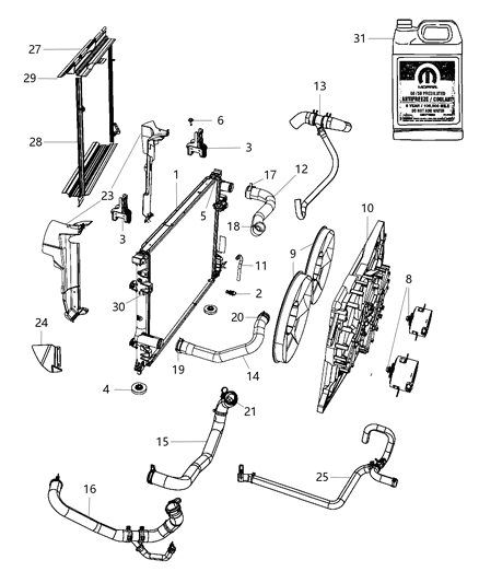 2010 Dodge Charger Radiator & Related Parts Diagram