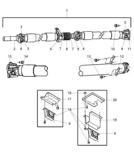 2005 Dodge Ram 1500 Rear Driveshaft Assembly Diagram for 52853162AA