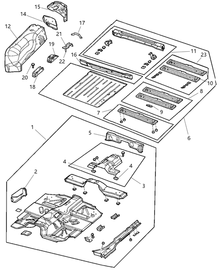 2004 Jeep Wrangler CROSSMEMBER-Rear Floor Diagram for 56052413AB