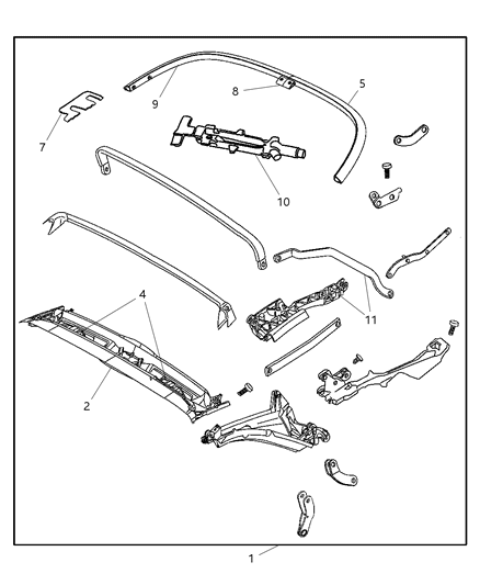 2008 Chrysler Crossfire Convertible Top Frame Assembly Diagram