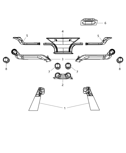 2007 Jeep Wrangler Duct-A/C Outlet Diagram for 68003443AA