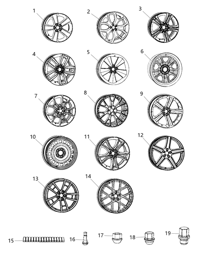 2017 Dodge Charger Aluminum Wheel Diagram for 1ZV91JXYAB