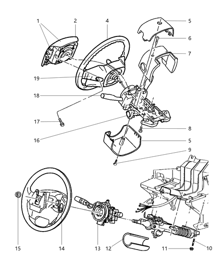 2001 Jeep Grand Cherokee Wiring-Steering Wheel Diagram for 56042595AB