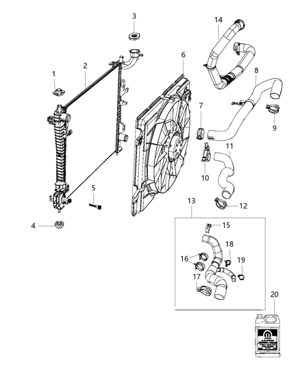 2020 Jeep Grand Cherokee Fan ASSY.-Radiator Cooling Diagram for 68367518AA