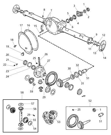 2007 Dodge Dakota Axle, Rear, With Differential And Housing Diagram 1