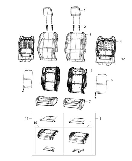 2018 Jeep Wrangler Front Seat - Bucket Diagram 2