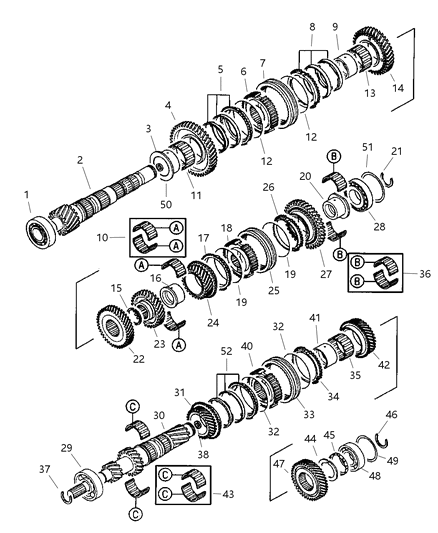 2002 Dodge Stratus Ring-Output Shaft Bearing Diagram for MD748451