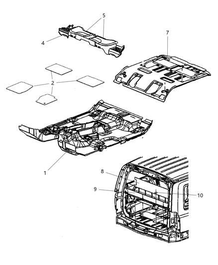 2009 Jeep Commander Mat Kit-Floor Diagram for 1GL691DVAB
