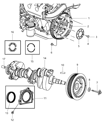 2011 Jeep Wrangler Crankshaft , Crankshaft Bearings , Damper And Flywheel Diagram 2
