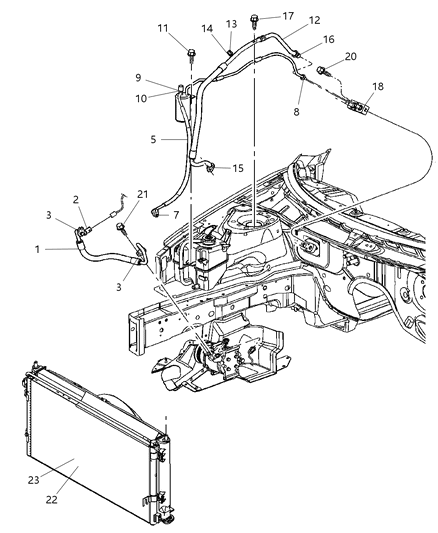 2005 Chrysler Sebring Cooler-CONDENSER And Aux Toc Diagram for 5143537AA