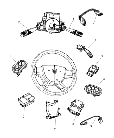 2011 Dodge Nitro Switches - Steering Column & Wheel Diagram