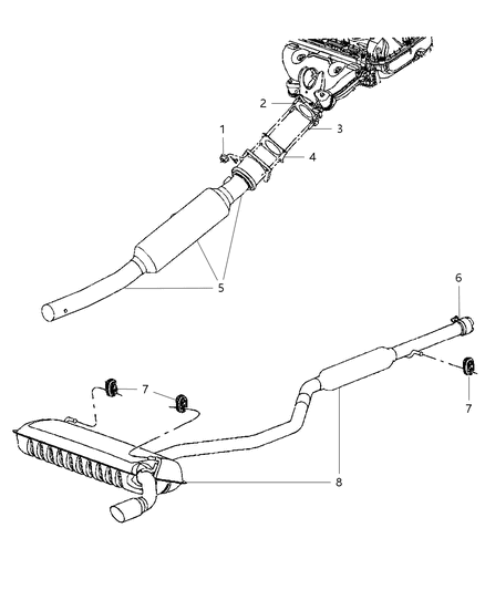 2010 Dodge Caliber Exhaust Muffler And Resonator Diagram for 5105978AE