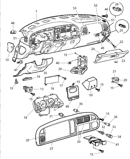 1998 Dodge Ram 2500 Instrument Panel Diagram