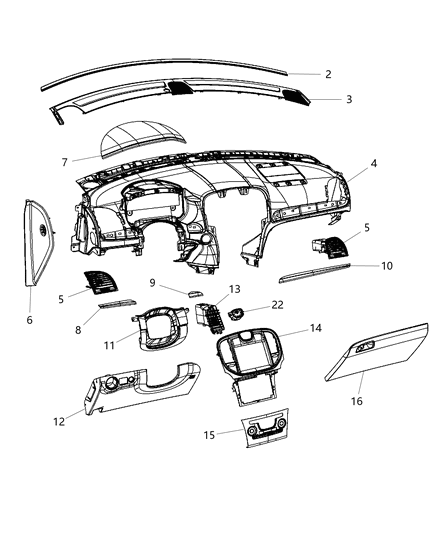 2011 Chrysler 300 Glove Box-Instrument Panel Diagram for 1TM95DX9AB
