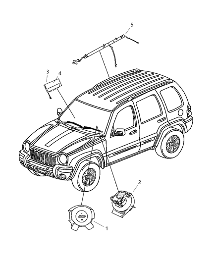 2007 Jeep Liberty Side Curtain Air Bag Diagram for 55315098AD