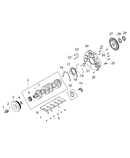 2020 Ram 4500 Crankshaft, Crankshaft Bearings, Damper And Flywheel Diagram 2