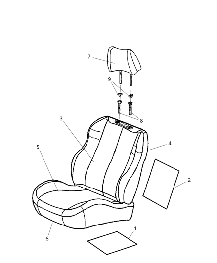 2001 Jeep Grand Cherokee HEADREST-Front Diagram for UK07TL2AA