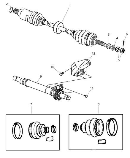 2003 Dodge Neon Front Drive-Cv Shaft Axle Assembly Diagram for 4668915AA