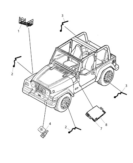 2007 Jeep Wrangler Sensors - Body Diagram