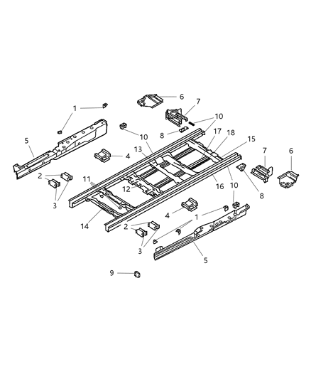 2001 Chrysler Town & Country Rail-Rear Floor Pan Side Diagram for 5020001AA