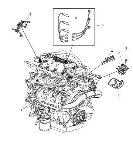2007 Chrysler Pacifica Spark Plugs, Cables & Coils Diagram