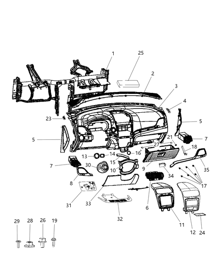 2017 Dodge Journey Cover-Steering Column Opening Diagram for 1RQ78DX9AB