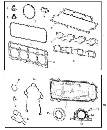 2009 Jeep Grand Cherokee Gasket Kit-Engine Lower Diagram for 68003172AD