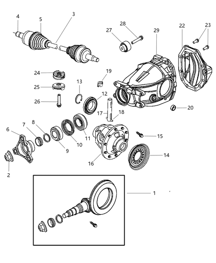 2006 Dodge Magnum Housing & Differential With Internal Parts And Axle Shafts Diagram 1