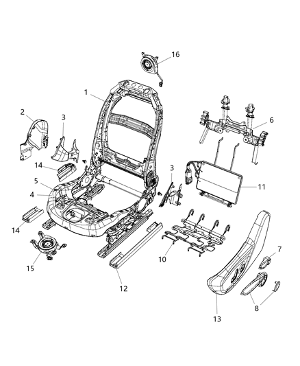 2014 Jeep Cherokee Frame-Front Seat Back Diagram for 68087994AB
