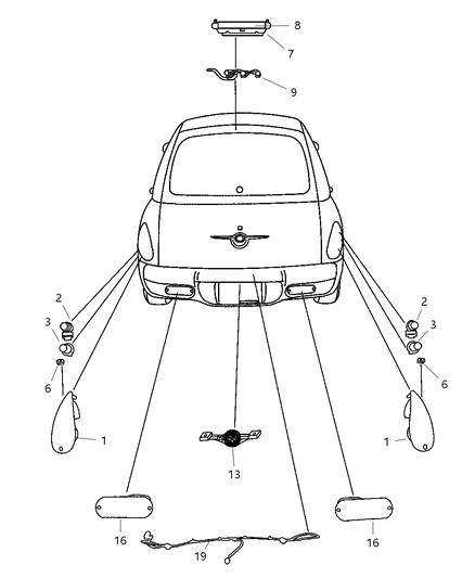 2002 Chrysler PT Cruiser Lamp-Back-Up And Turn Signal Diagram for 5288826AC
