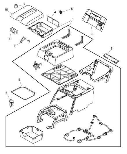 2008 Dodge Ram 3500 Panel-Console Diagram for 1DL341D5AA