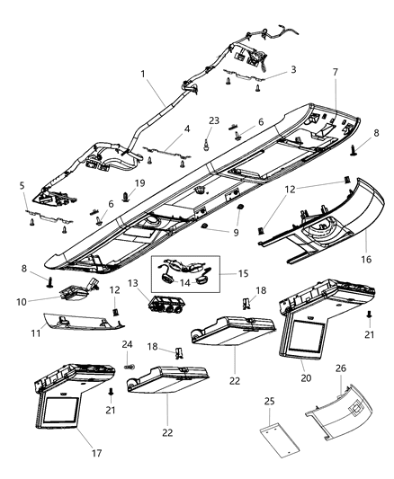 2015 Chrysler Town & Country Overhead Console Diagram 1