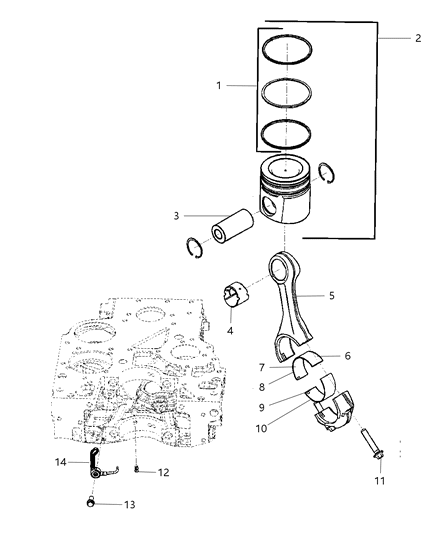 2008 Dodge Ram 5500 Pistons, Piston Rings, Connecting Rods And Bearings Diagram