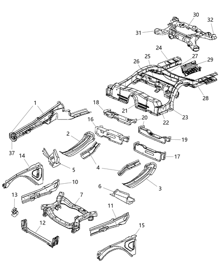 2010 Dodge Charger Rail-Rear Diagram for 68028895AB