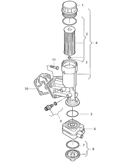 2007 Chrysler Sebring Engine Oiling Pump ,Oil Cooler & Filter , Pan , Indicator & Balance Shaft Diagram 1