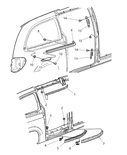 2003 Dodge Grand Caravan Body Pillar - Sliding Door Diagram