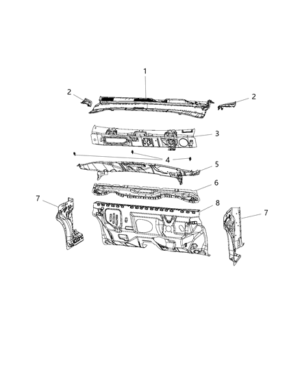 2021 Jeep Compass Cowl, Dash Panel & Related Parts Diagram