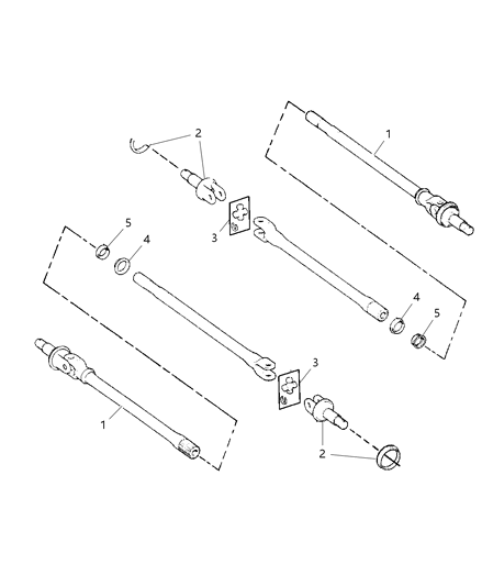 2000 Jeep Wrangler Shafts, Front Axle Diagram
