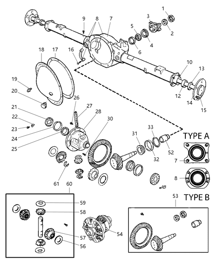 2006 Dodge Dakota Axle, Rear, With Differential And Housing Diagram 1