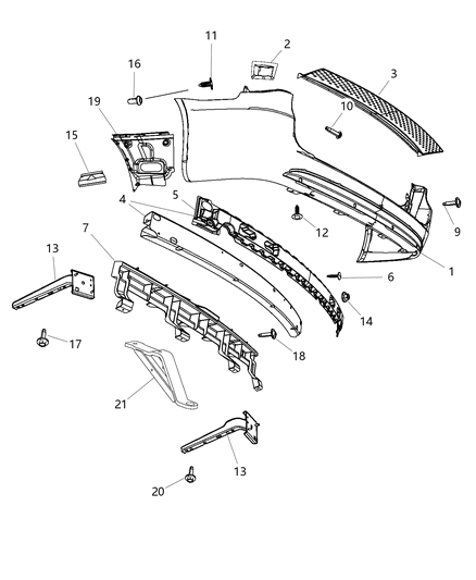 2012 Chrysler Town & Country Beam-Rear Bumper Diagram for 5113097AB