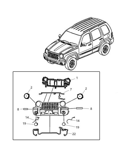 2003 Jeep Liberty WELT-HEADLAMP To Grille Diagram for 55156610AA