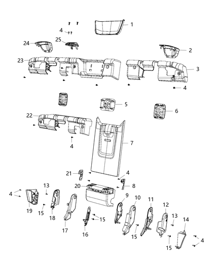 2021 Jeep Wrangler Second Row - Adjusters, Recliners, Shields And Risers Diagram 2