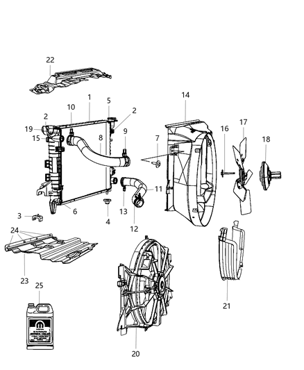 2011 Ram 2500 Radiator & Related Parts Diagram 1