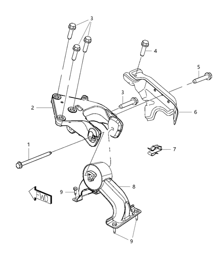 2011 Chrysler Town & Country Support-Engine Mount Diagram for 5273893AD