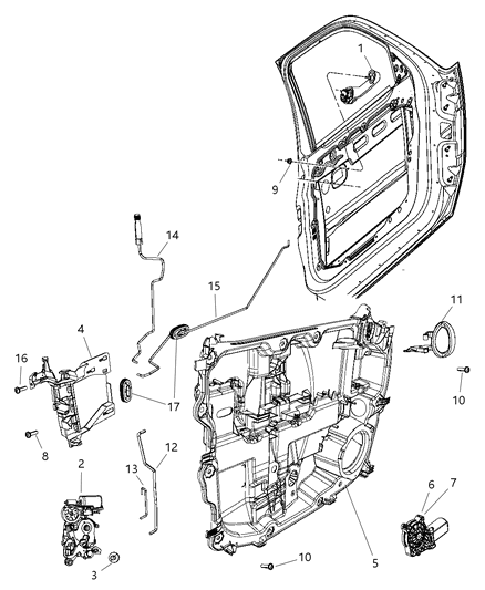 2009 Dodge Nitro Link-Outside Handle To Latch Diagram for 68004839AA